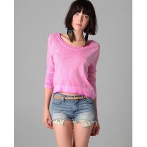 Free People - We The Free Hot Pink Boho Burnout Long Sleeve Tee Size Medium